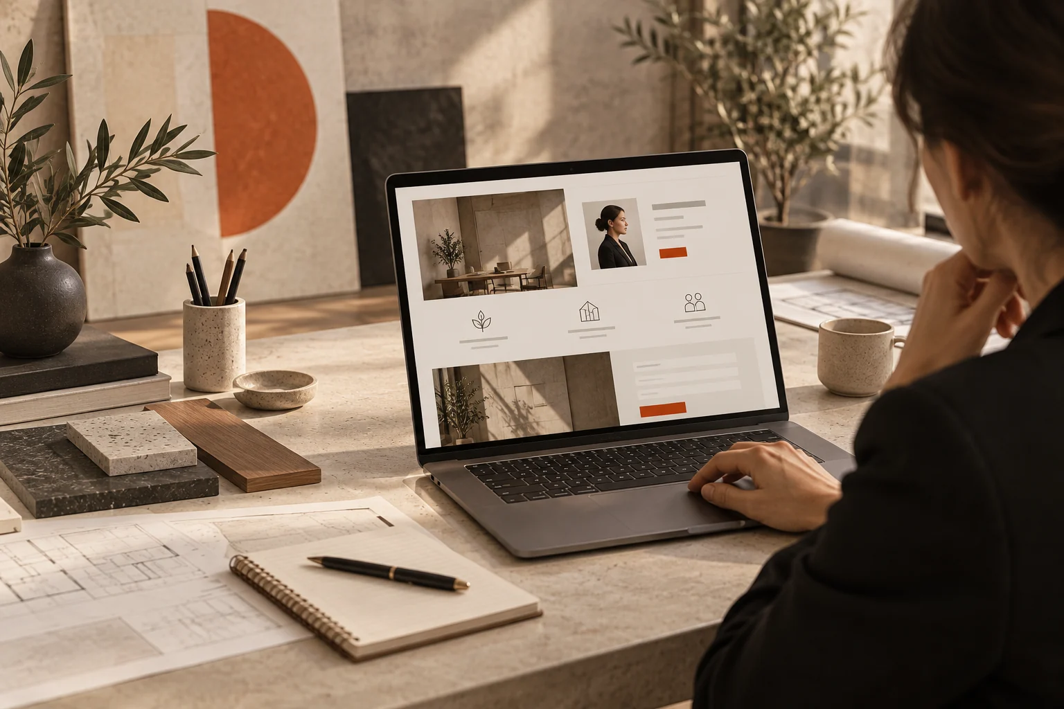 Prestataire indépendant examinant la présentation de ses services sur son site web