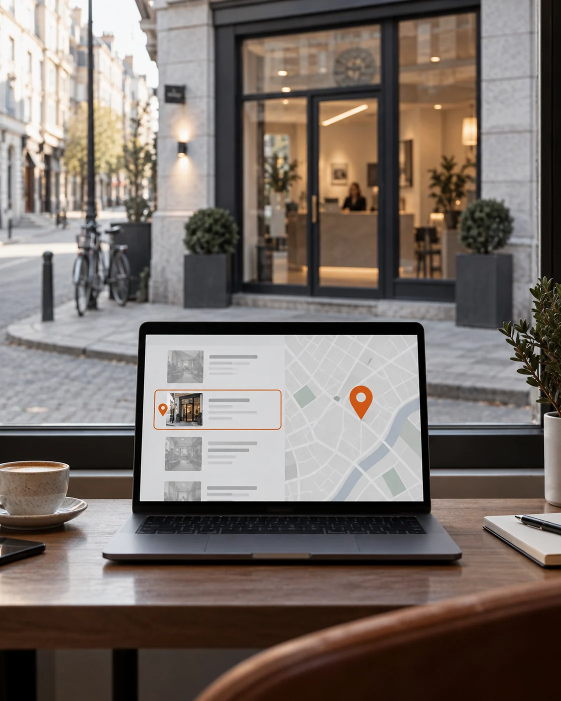 Entreprise locale visible dans une interface de recherche depuis son lieu d’activité