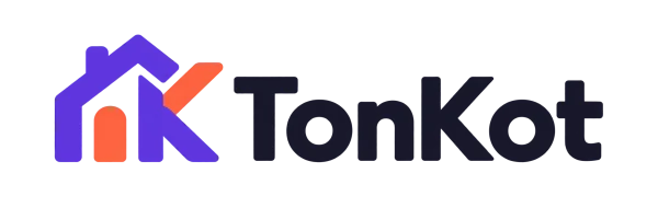 Logo TonKot, maison violette et orange suivie du nom de la plateforme